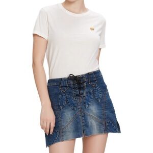 Bongo Denim Lace-Up Mini Skirt Size XS